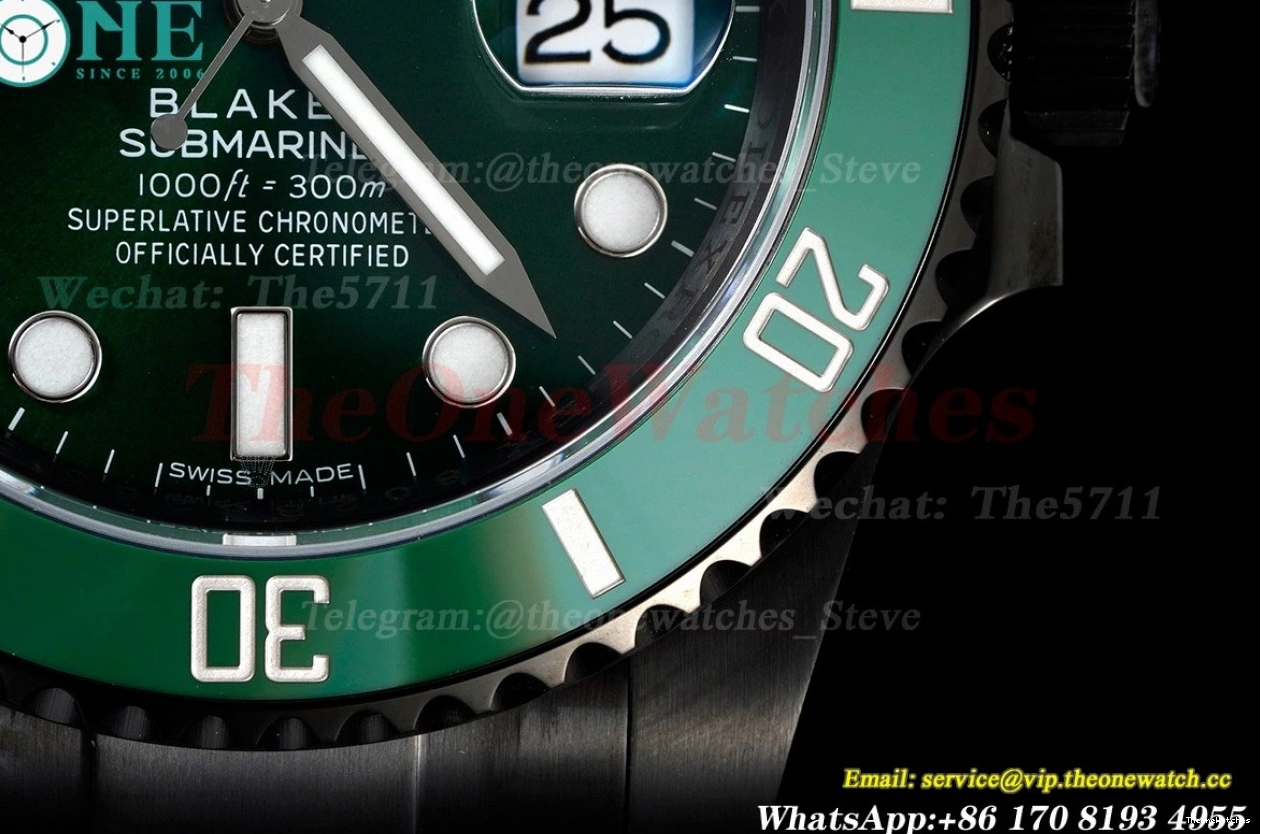VS3135 SS DLC Green Blaken V6F Dot 40mm Submariner 0407
